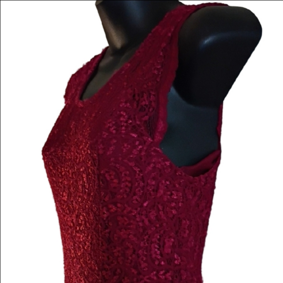 Burgundy Sheen Lace Dress By City Studio. Great Boho Vibes. Size Small. - Picture 5 of 15